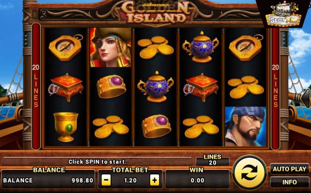 ตัวอย่างสล็อต Golden Island
