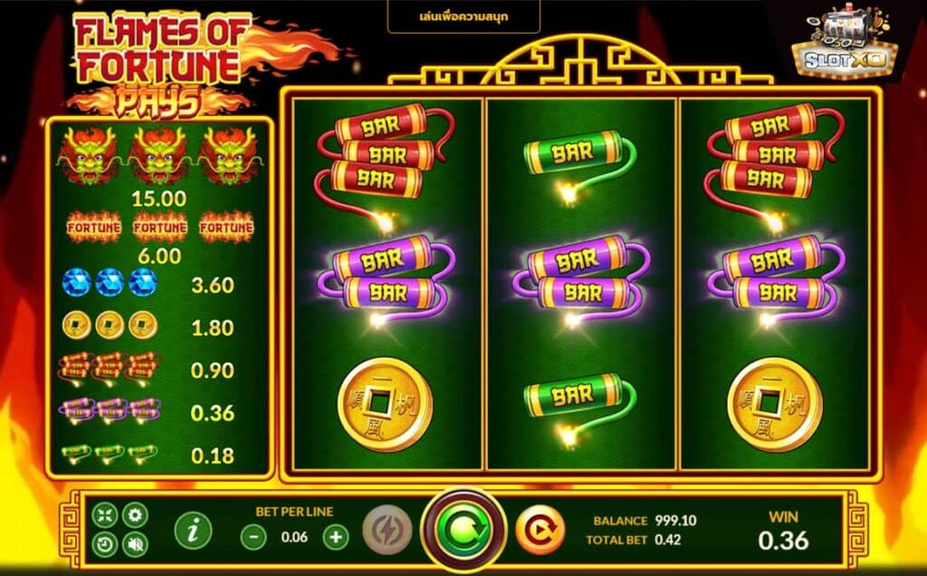 ตัวอย่างสล็อต Flames Of Fortune