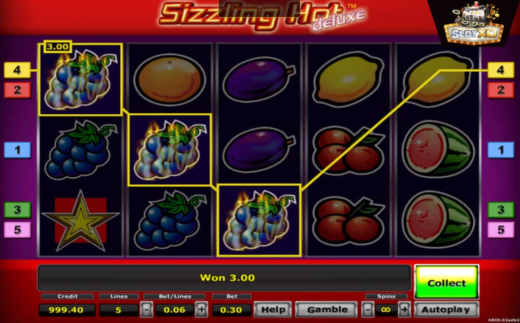 ตัวอย่างสล็อต Sizzling Hot Deluxe