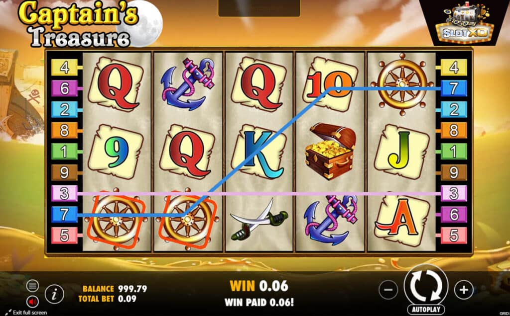 ตัวอย่างสล็อต Captain's Treasure