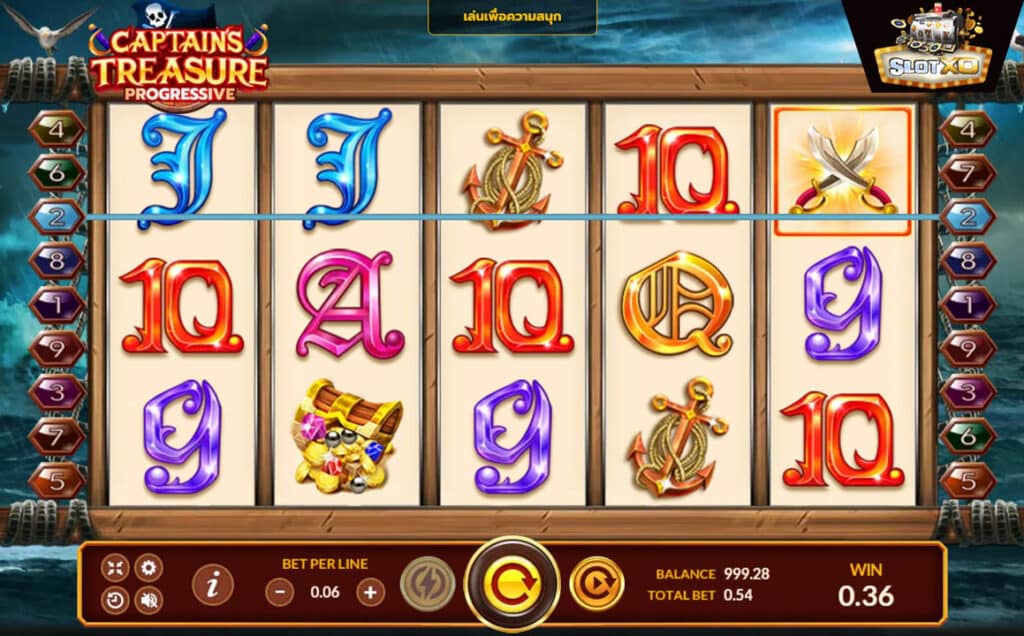 ตัวอย่างสล็อต Captain's Treasure Progressive