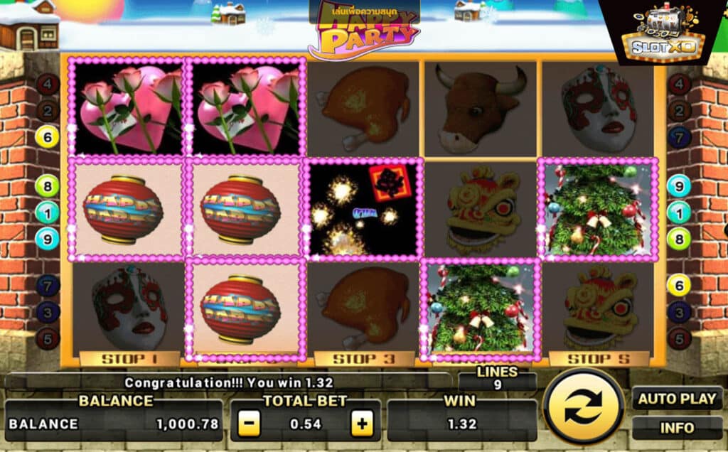 ตัวอย่างสล็อต Happy Party